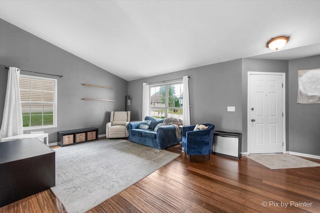 903 Pin Oak Cir, Cary, IL 60013 - living room featuring wood finished floors and vaulted ceiling