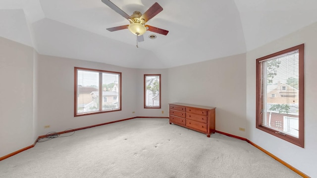3354 N Overhill Ave, Chicago, IL 60634 - carpeted empty room featuring ceiling fan and vaulted ceiling