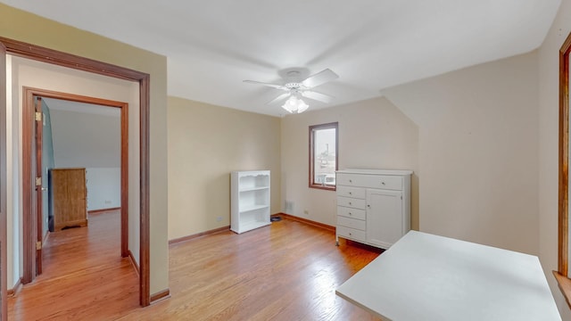 3354 N Overhill Ave, Chicago, IL 60634 - unfurnished bedroom featuring light wood-type flooring and a ceiling fan