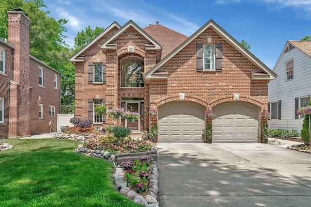 2319 Hutchison Rd, Flossmoor, IL 60422 - traditional home featuring brick siding, driveway, a garage, and a front lawn
