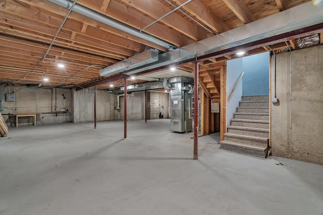 2319 Hutchison Rd, Flossmoor, IL 60422 - unfinished basement with heating unit and stairway