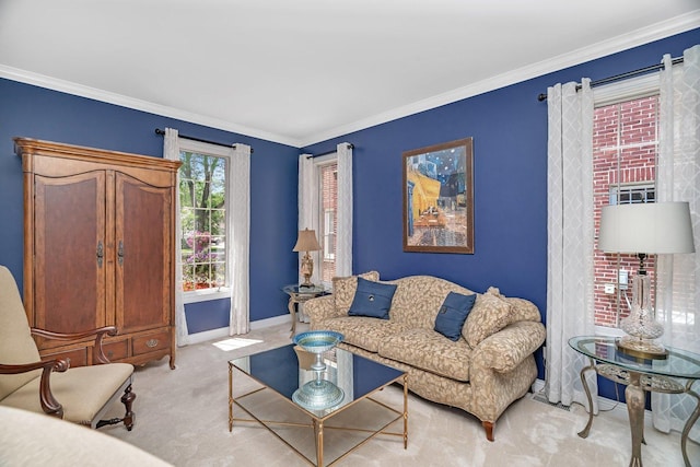 2319 Hutchison Rd, Flossmoor, IL 60422 - living area featuring carpet flooring and crown molding