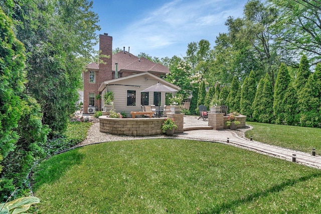 2319 Hutchison Rd, Flossmoor, IL 60422 - back of property with a patio, a yard, and a chimney
