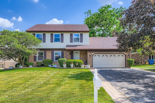 918 Carol Ln, Crete, IL 60417 - view of front of house featuring driveway, an attached garage, a front yard, and brick siding