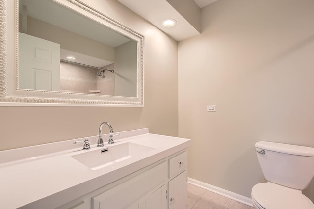 918 Carol Ln, Crete, IL 60417 - full bathroom featuring vanity, tile patterned floors, recessed lighting, and a shower