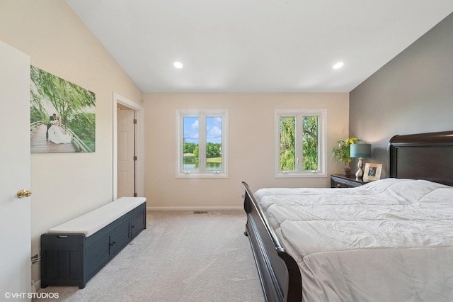 336 Redwing Dr Unit 18-3, Deerfield, IL 60015 - bedroom featuring light colored carpet, recessed lighting, and lofted ceiling