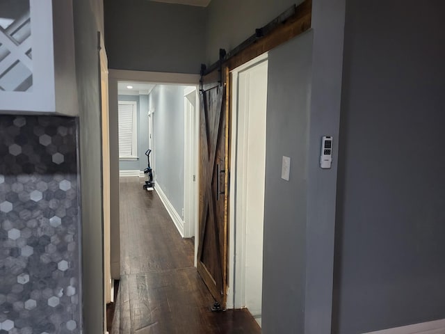 8629 S Union Ave, Chicago, IL 60620 - hallway with a barn door and dark wood finished floors