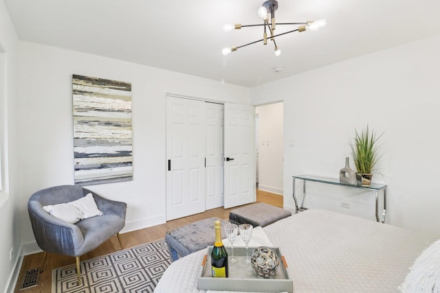 7248 N Kildare Ave, Lincolnwood, IL 60712 - office area with a chandelier and wood finished floors