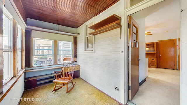 1320 Oak Park Ave, Berwyn, IL 60402 - sunroom / solarium with wood ceiling, carpet floors, and wood walls