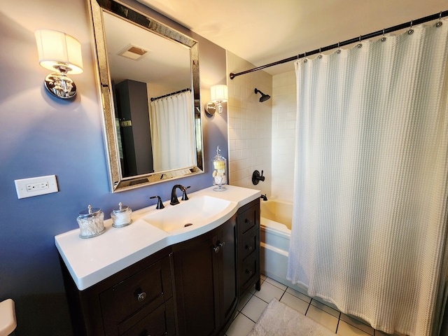 9410 S 77th Ct Unit 3F, Hickory Hills, IL 60457 - bathroom with vanity, tile patterned floors, and shower / bath combo with shower curtain