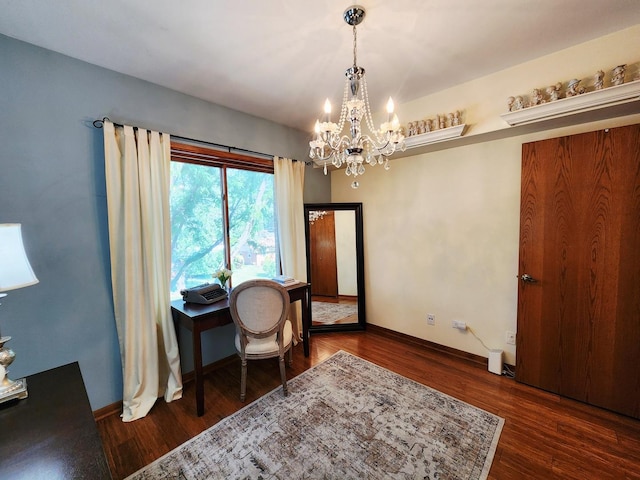 9410 S 77th Ct Unit 3F, Hickory Hills, IL 60457 - home office featuring a chandelier and wood finished floors
