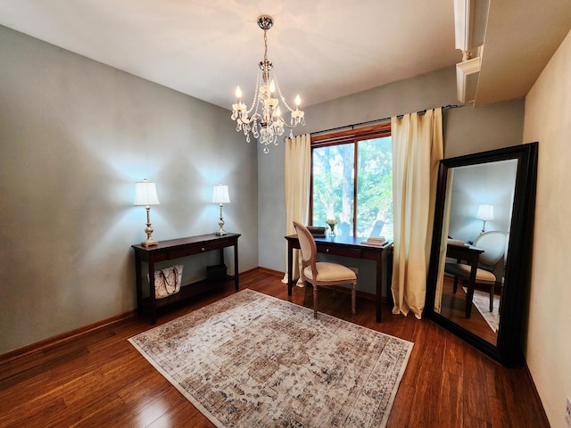 9410 S 77th Ct Unit 3F, Hickory Hills, IL 60457 - office space with dark wood finished floors and a chandelier