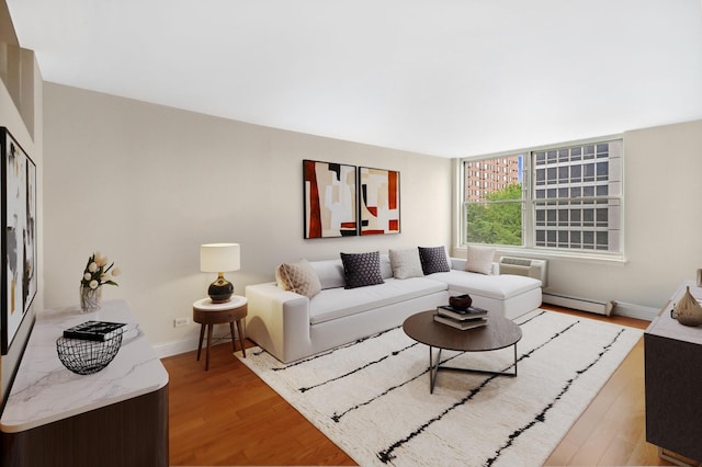 3033 N Sheridan Rd Unit 603, Chicago, IL 60657 - living room featuring a baseboard radiator and light wood finished floors
