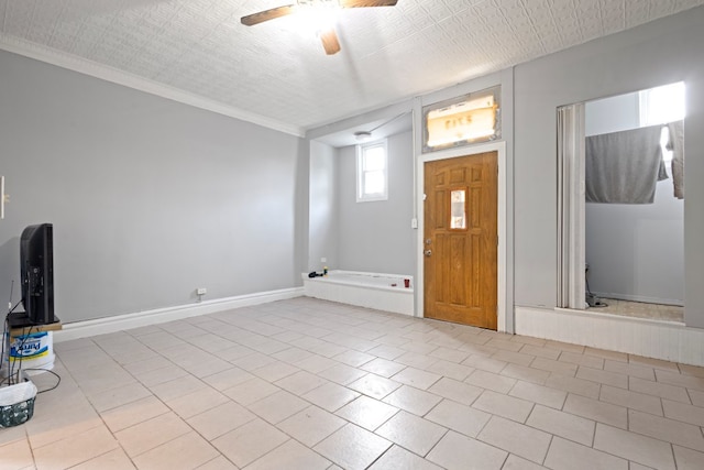 2713 W 24th Pl, Chicago, IL 60608 - tiled entryway with a ceiling fan and ornamental molding
