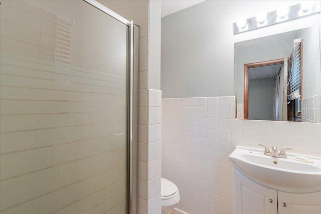 106 Sandra Ln, Normal, IL 61761 - full bath featuring vanity, a shower stall, and tile walls