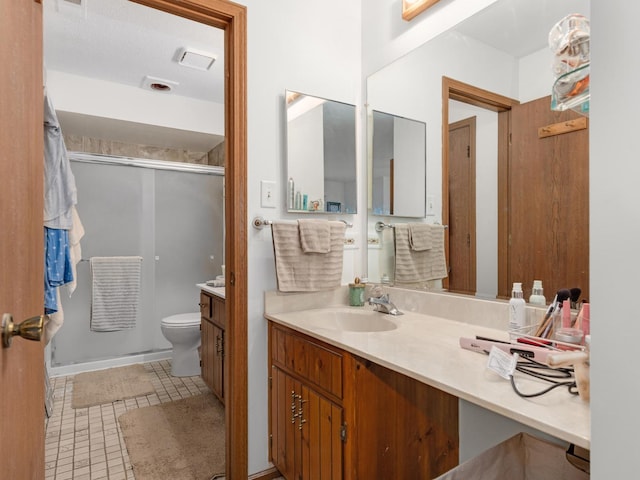 33 E Hickory St Unit A, Lombard, IL 60148 - full bathroom with vanity, tile patterned floors, and a shower with shower door
