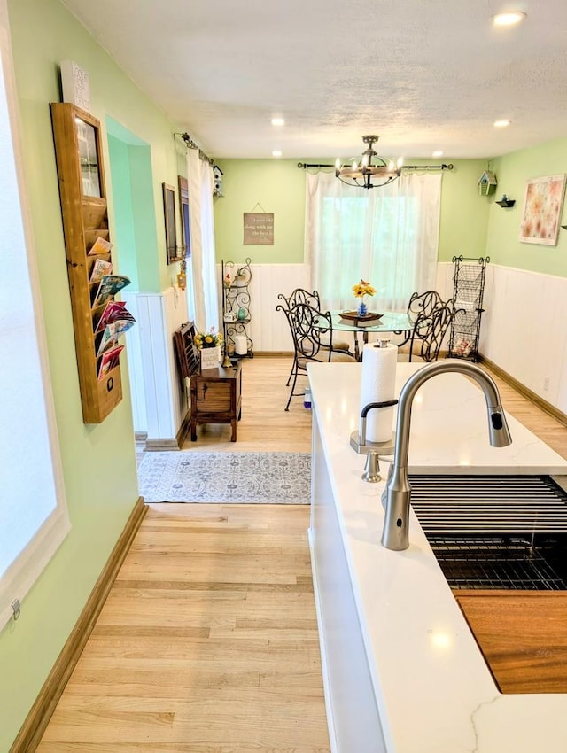 1274 N Cooper Rd, New Lenox, IL 60451 - kitchen featuring light wood-style floors, a chandelier, and recessed lighting