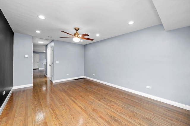 7133 S Honore St, Chicago, IL 60636 - unfurnished room featuring a ceiling fan, recessed lighting, and wood finished floors
