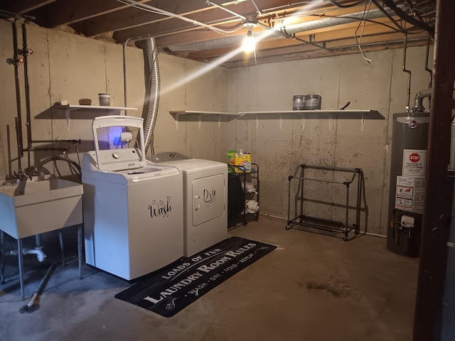 853 Greenbriar Ln, University Park, IL 60484 - unfinished basement featuring washing machine and clothes dryer and gas water heater