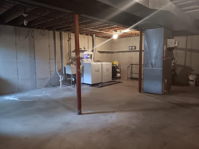 853 Greenbriar Ln, University Park, IL 60484 - unfinished below grade area featuring washer and clothes dryer and heating unit