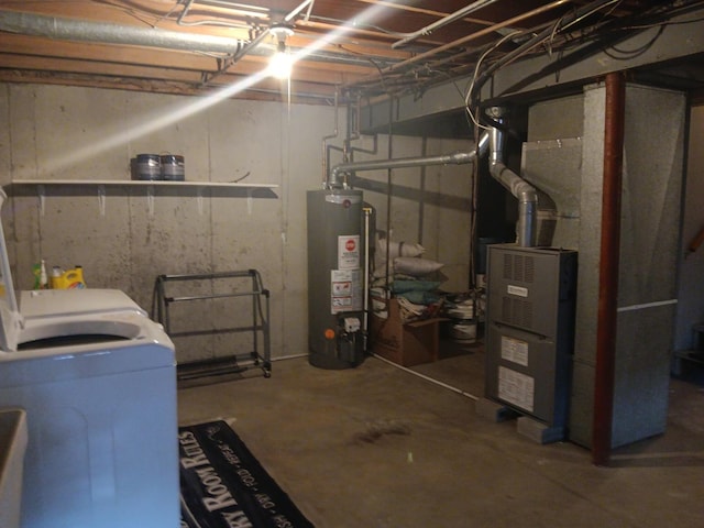 853 Greenbriar Ln, University Park, IL 60484 - unfinished basement featuring water heater and washer / dryer