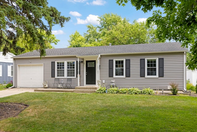 19 Briar Ln, Geneva, IL 60134 - ranch-style house featuring an attached garage, concrete driveway, and a front yard