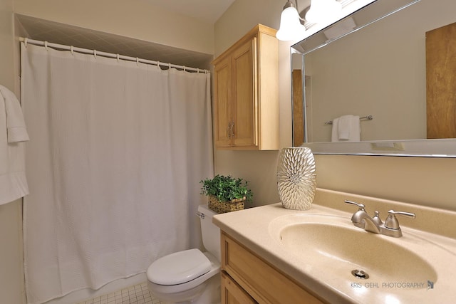 509 E Illinois St, Wheaton, IL 60187 - full bathroom with vanity, a shower with shower curtain, and tile patterned floors