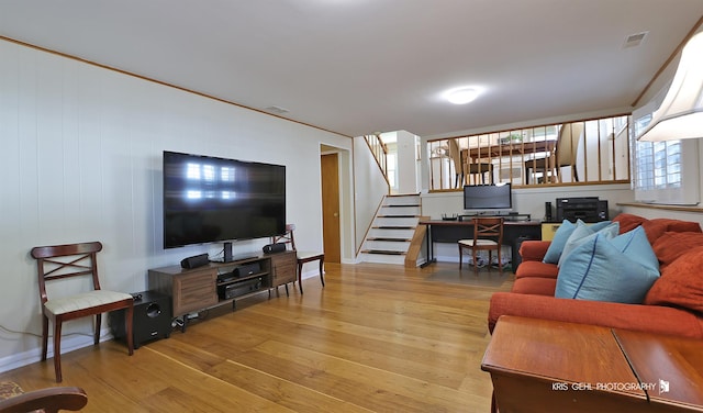 509 E Illinois St, Wheaton, IL 60187 - living room featuring stairway, light wood finished floors, and a desk