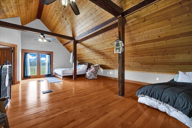 708 N 1950th Rd, Tonica, IL 61370 - bedroom featuring wood finished floors, wood ceiling, and ceiling fan