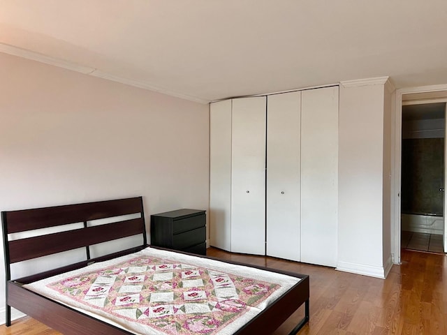 3001 S Michigan Ave Unit 909, Chicago, IL 60616 - bedroom with wood finished floors, crown molding, and a closet