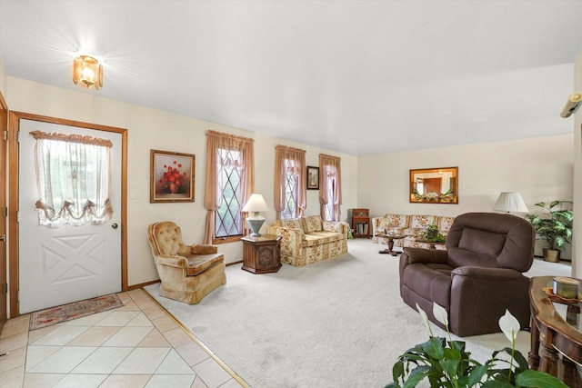 9242 Pembrooke Ln, Orland Park, IL 60462 - living room featuring light carpet and light tile patterned floors