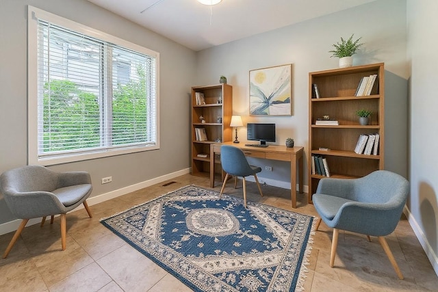 1223 W Cottage Pl, Chicago, IL 60607 - home office with baseboards and light tile patterned flooring