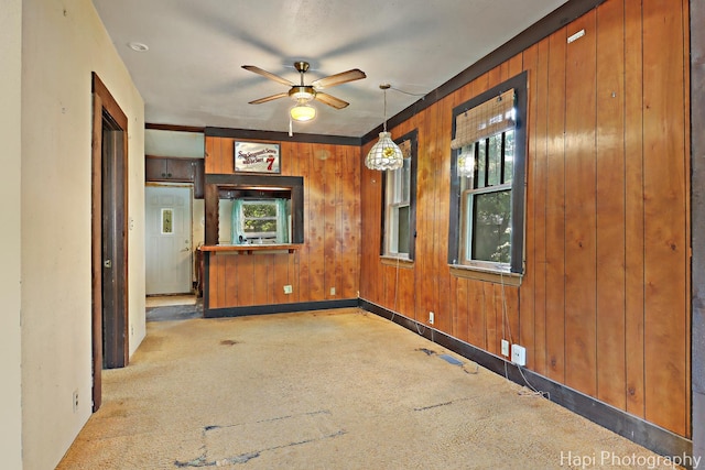 35835 N Ash St, Ingleside, IL 60041 - unfurnished room with a ceiling fan and wood walls