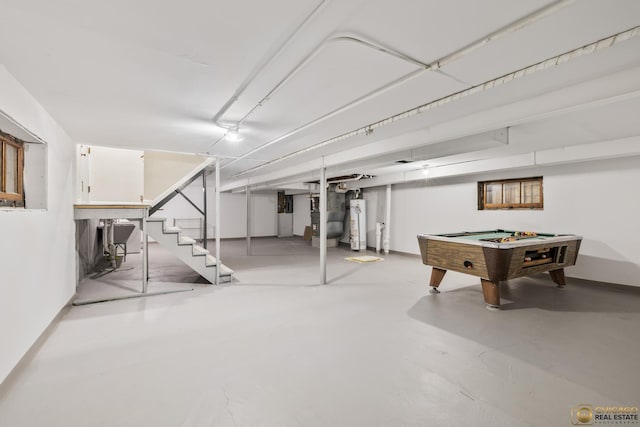 7220 S Spaulding Ave, Chicago, IL 60629 - finished basement featuring gas water heater, stairway, and billiards