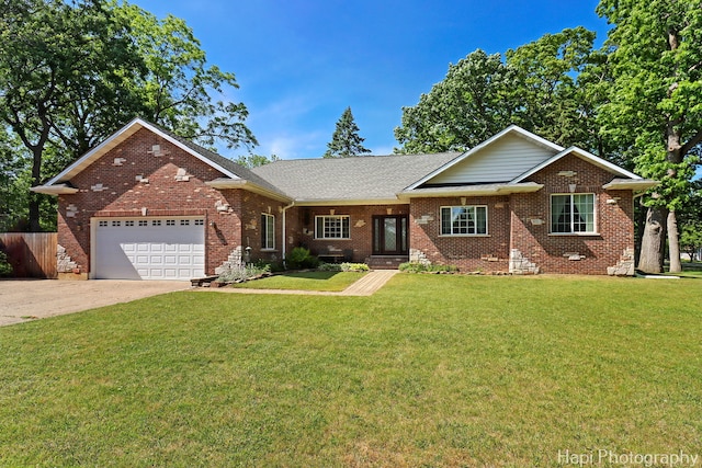 1340 Park Ave, Winthrop Harbor, IL 60096 - ranch-style house featuring a garage, brick siding, and a front lawn