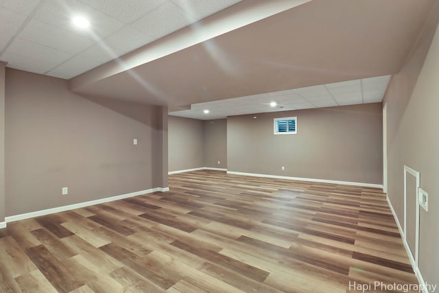 1340 Park Ave, Winthrop Harbor, IL 60096 - finished below grade area featuring a paneled ceiling, light wood-type flooring, and recessed lighting
