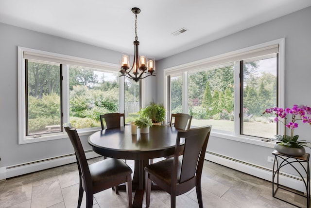 1060 Highland Ave, Lake Forest, IL 60045 - dining room featuring baseboard heating and a chandelier