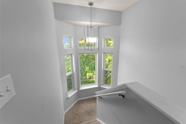 1361 Amherst Ct, Grayslake, IL 60030 - stairs featuring carpet flooring and a chandelier