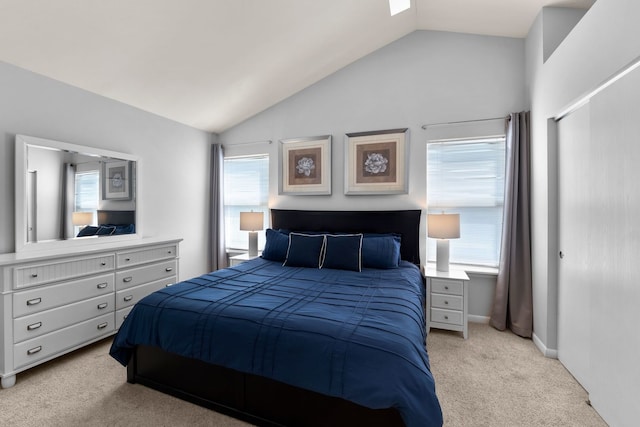1361 Amherst Ct, Grayslake, IL 60030 - bedroom featuring light carpet and vaulted ceiling