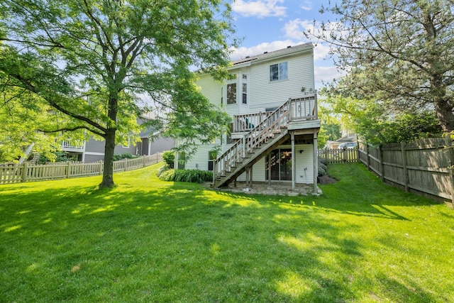 1361 Amherst Ct, Grayslake, IL 60030 - back of property featuring stairway, a deck, and a fenced backyard