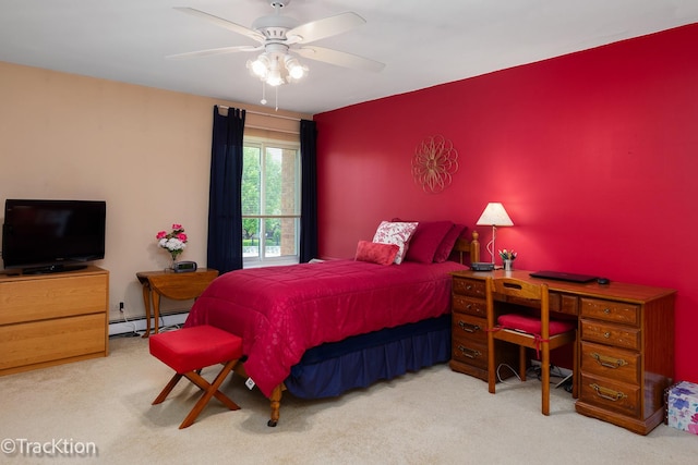 1056 N Mill St Unit 305, Naperville, IL 60563 - carpeted bedroom with baseboard heating and ceiling fan
