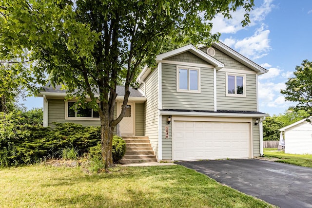 3020 Timber Hill Ct, Aurora, IL 60504 - view of front of house with a garage, driveway, and a front yard