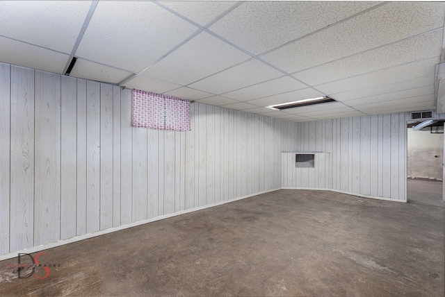305 W 3rd St, Streator, IL 61364 - finished below grade area with a drop ceiling and wooden walls