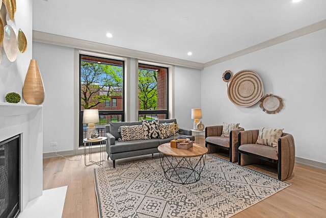 1646 N Orchard St Unit 1S, Chicago, IL 60614 - living room with a fireplace, wood finished floors, and recessed lighting