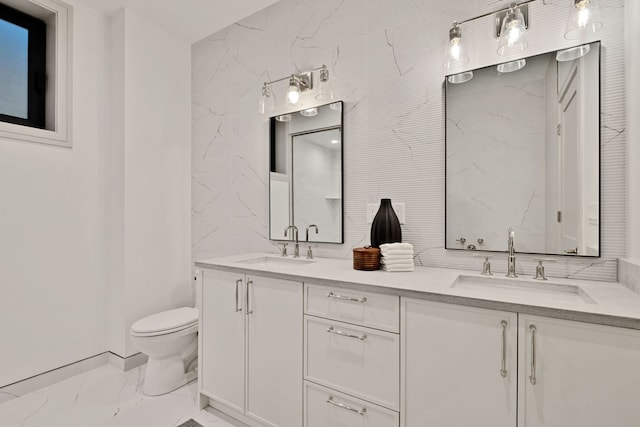 1646 N Orchard St Unit 1S, Chicago, IL 60614 - full bathroom featuring marble finish floors and double vanity
