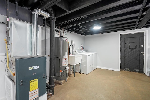 10554 S State St, Chicago, IL 60628 - finished below grade area featuring water heater, washing machine and clothes dryer, and heating unit