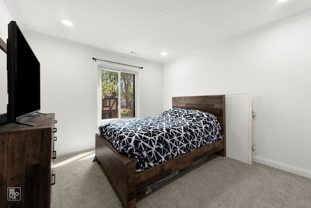11210 Sycamore Ln Unit 61D, Palos Hills, IL 60465 - carpeted bedroom with ornamental molding and recessed lighting