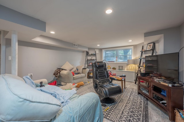 4018 N Maplewood Ave, Chicago, IL 60618 - living area with wood finished floors and recessed lighting
