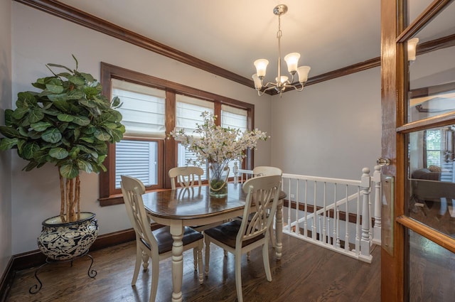4018 N Maplewood Ave, Chicago, IL 60618 - dining area featuring a chandelier, ornamental molding, and wood finished floors