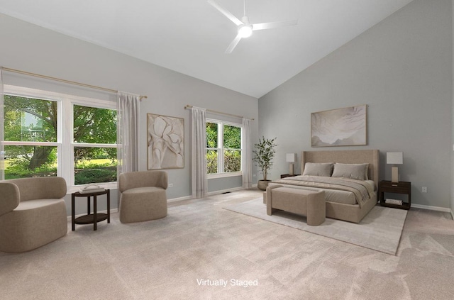 21649 Kent Ct, Frankfort, IL 60423 - bedroom with carpet, high vaulted ceiling, and a ceiling fan